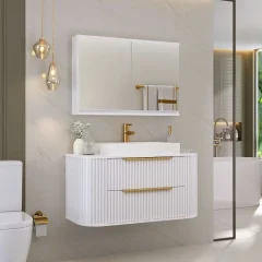 Balcão Suspenso Alice 100cm com Cuba Aurora Branco Fabribam