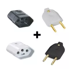 Kit 2 Pinos Macho 10A + 2 Pinos Fêmea 2P+T 20A 250V Tramontina
