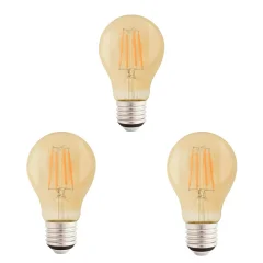 Lâmpadas Led Filamento A60 4W 2200K Kit Com 3