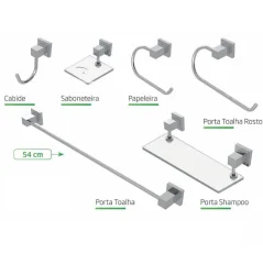 Kit Banheiro Square Luxo 6 Peç Cr Real/Delta