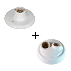 Kit Plafons 1 Bocal Simples + 1 Bocal Duplo OPL