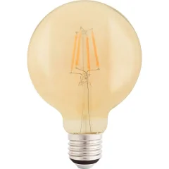 Lâmpada LED de Filamento G95 4 W 2200 K luz Amarela em Vidro Âmbar Tramontina