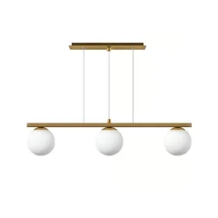 Luminária Manhattan Dourada Jabuticaba 3 Globos de Vidro Opl