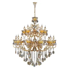 Lustre Clássico Cristal Dourado 8 Lâmpadas Luxo Nitrolux