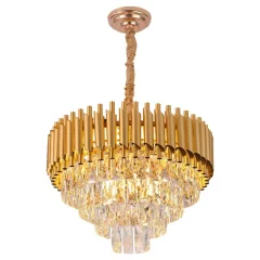Lustre Redondo De Cristal Dourada 60w Nitrolux