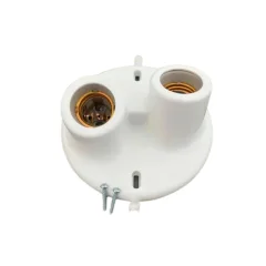 Plafon E-27 Duplo Soquete Porcelana Branco Anti-UV OPL