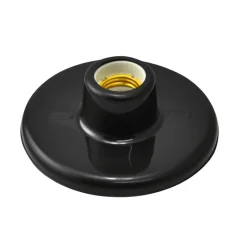 Plafon Soquete E27 Com Bocal Porcelana Preto Opl