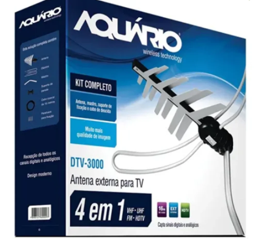 ANTENA EXTERNA DTV3000  AQUARIO . PRATA