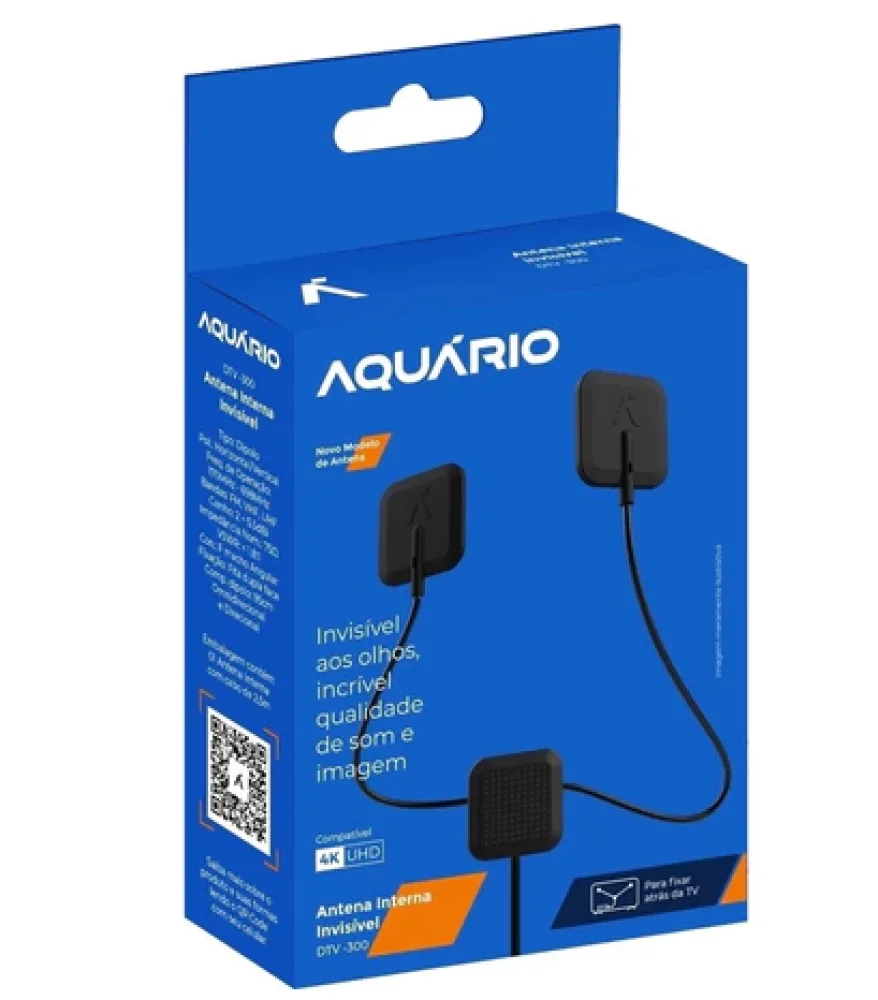 ANTENA INTERNA INVISIVEL DTV301 AQUARIO . PRETO