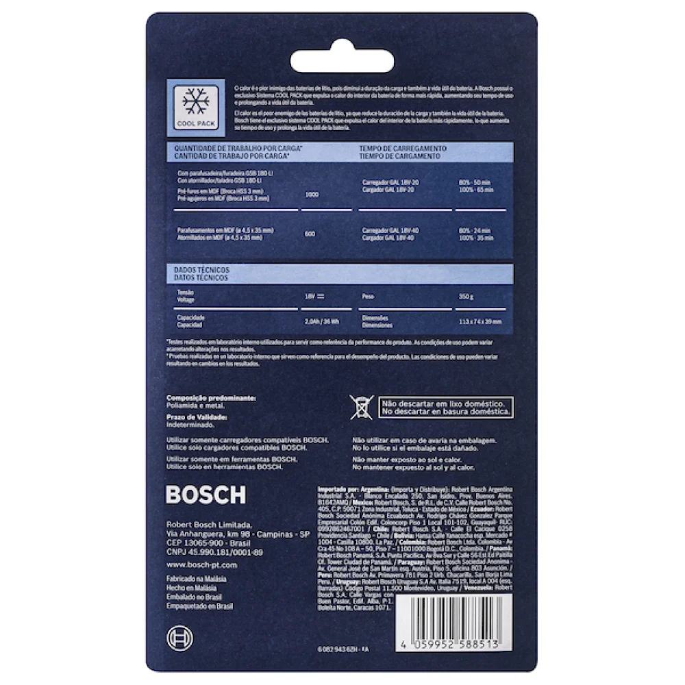 BATERIA GBA 2AH 18V BOSCH . .