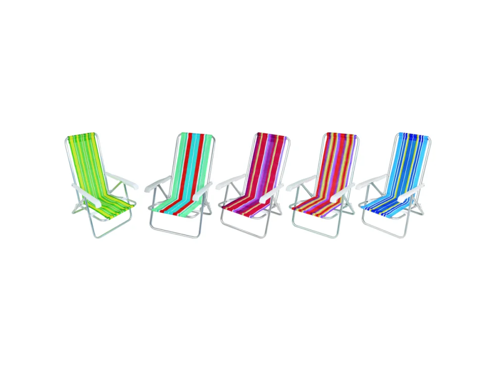 Cadeira de alumínio reclinável com 4 posições cores sortidas Mor