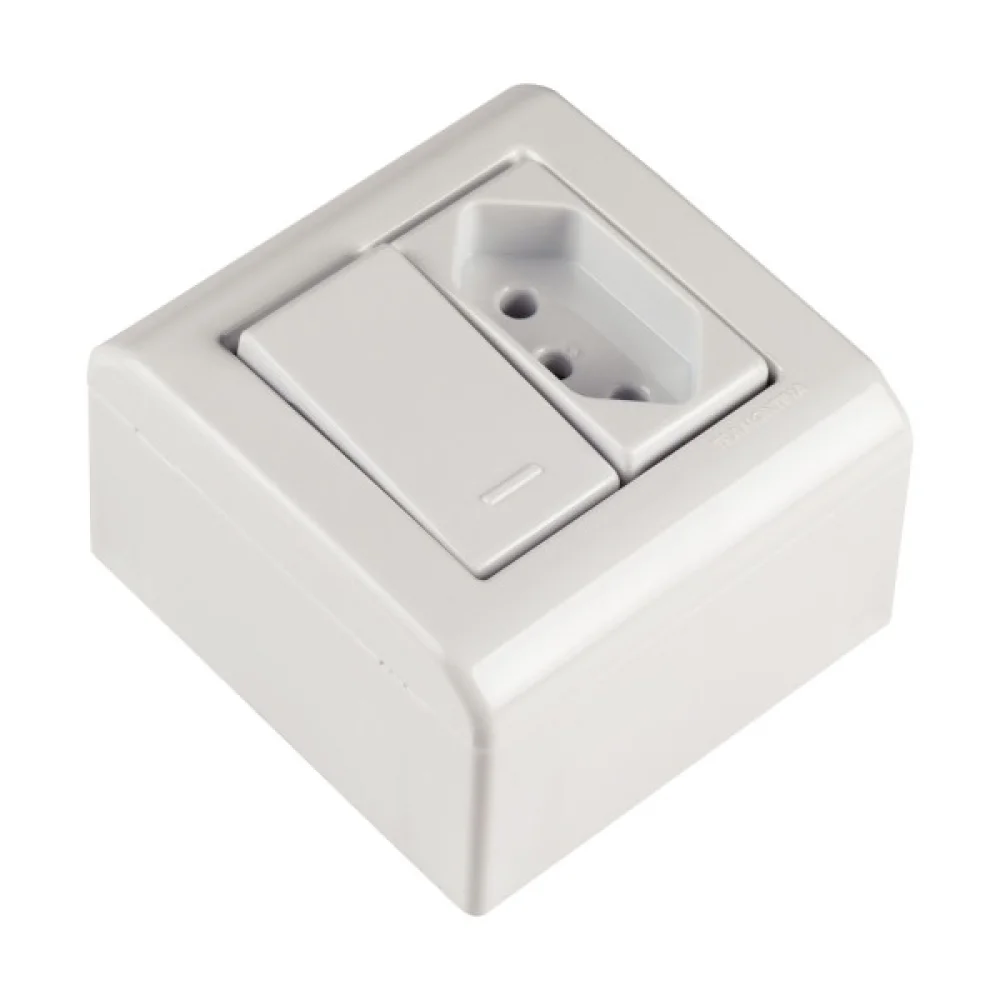 Caixa de Sobrepor Interruptor Simples + Tomada 2P+T LizFlex Branco 10A TRAMONTINA