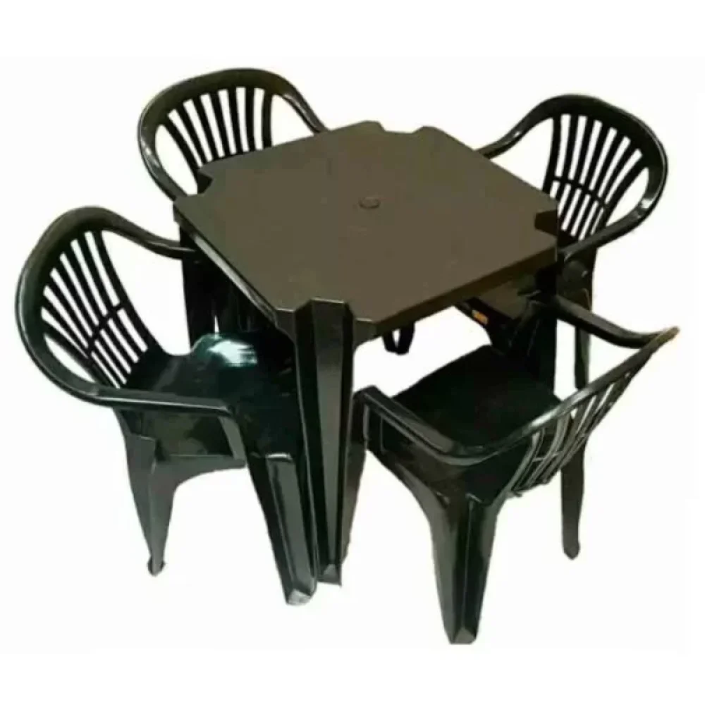 Conjunto de Mesa e 4 Cadeiras Plásticas Preto Antares