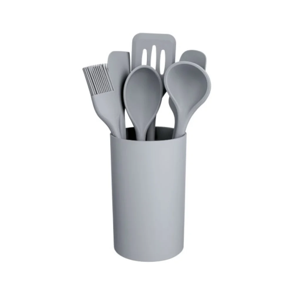 Conjunto de Utensílios de Silicone 7Pçs Cinza EURO HOME