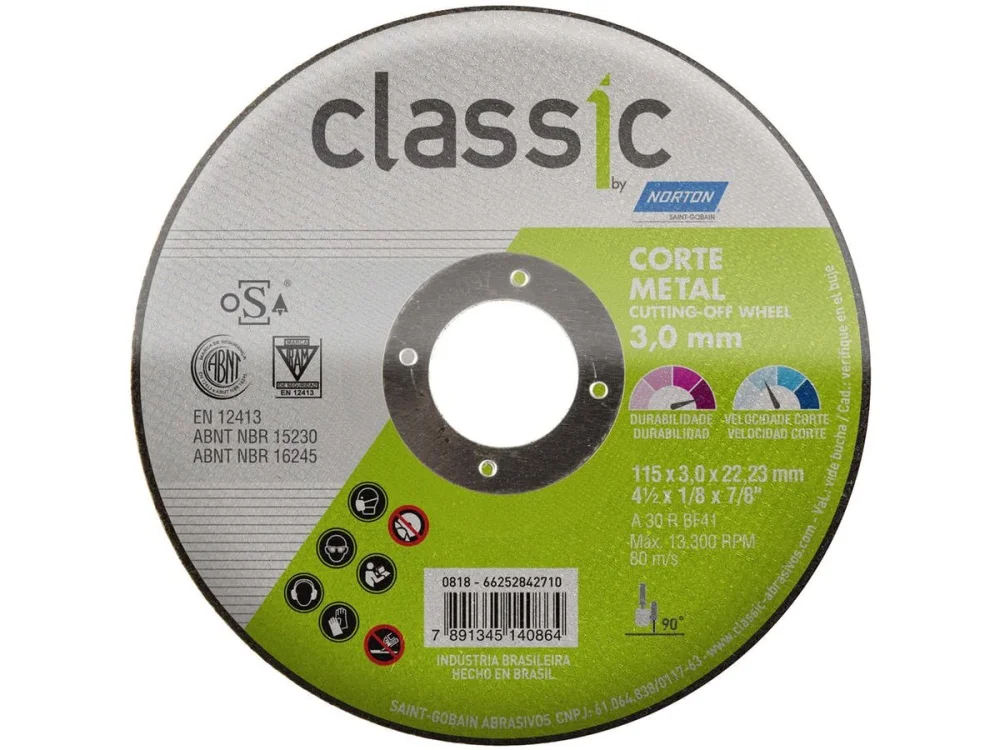 Disco de Corte Aço Classic 4.1/2x1/8x7/8" NORTON