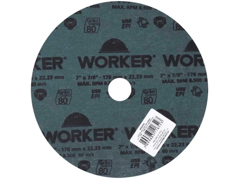 Disco de Lixa Fibra 7" GR 80 WORKER