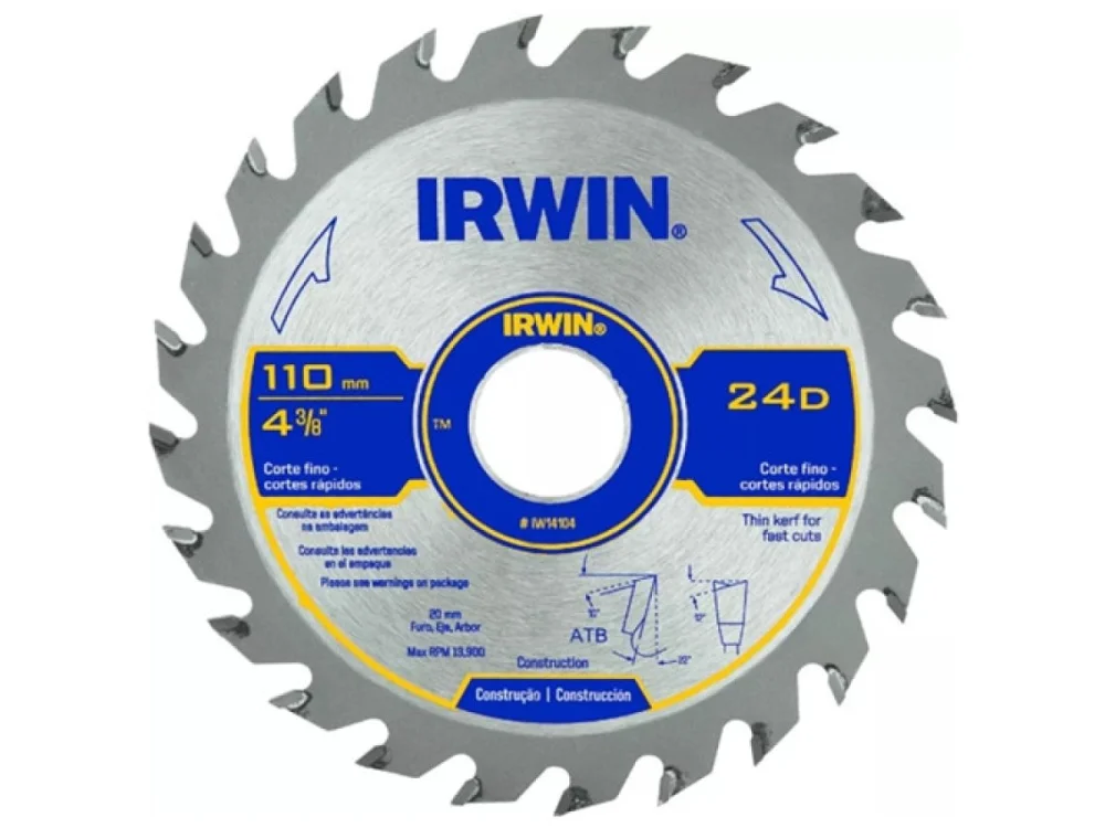 Disco para Serra Circular Corte Fino 4.3/8" 24 Dentes IRWIN