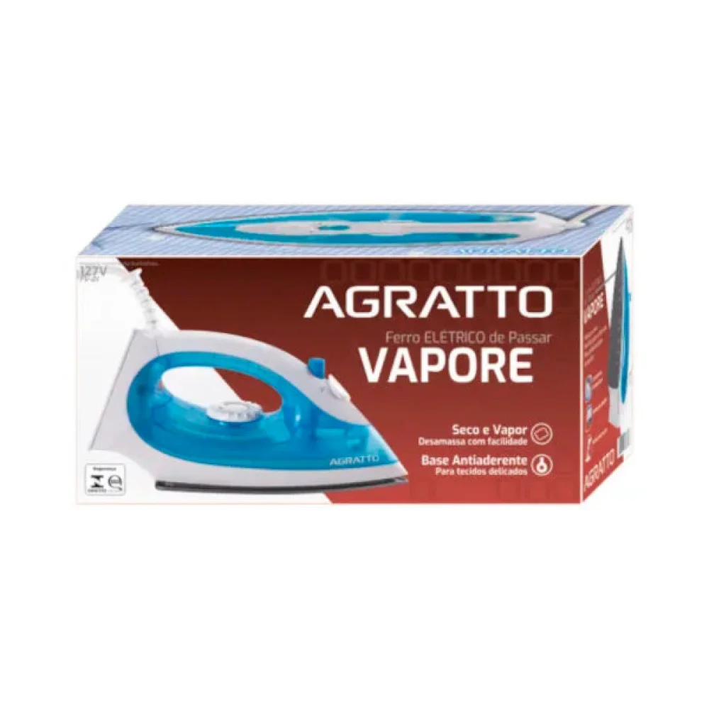 Ferro de Passar à Vapor 127V Azul AGRATTO