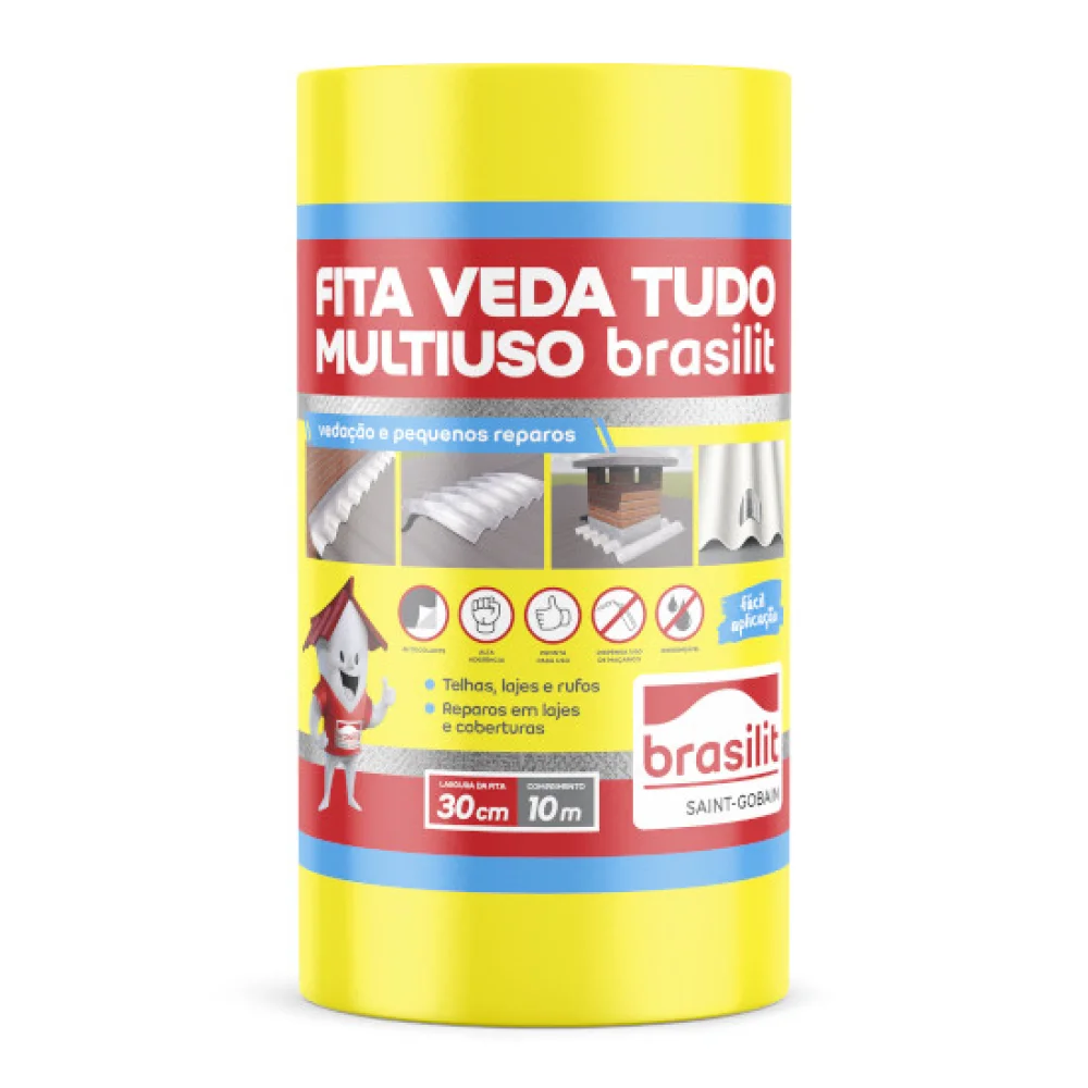 Fita Multiuso Autoadesiva Aluminizada 30cmx10m Cinza BRASILIT