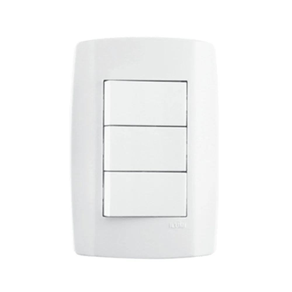 Interruptor 3 Tecla Simples Slim 4x2 Branco 10A ILUMI