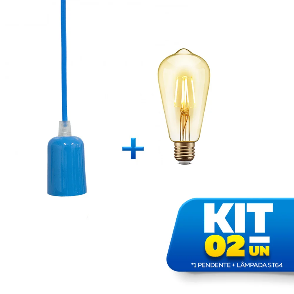 Kit Pendente MF720 Azul + Lâmpada Led 4w