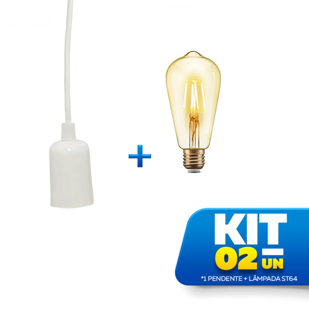 Kit Pendente MF720 Branco + Lâmpada Led 4w