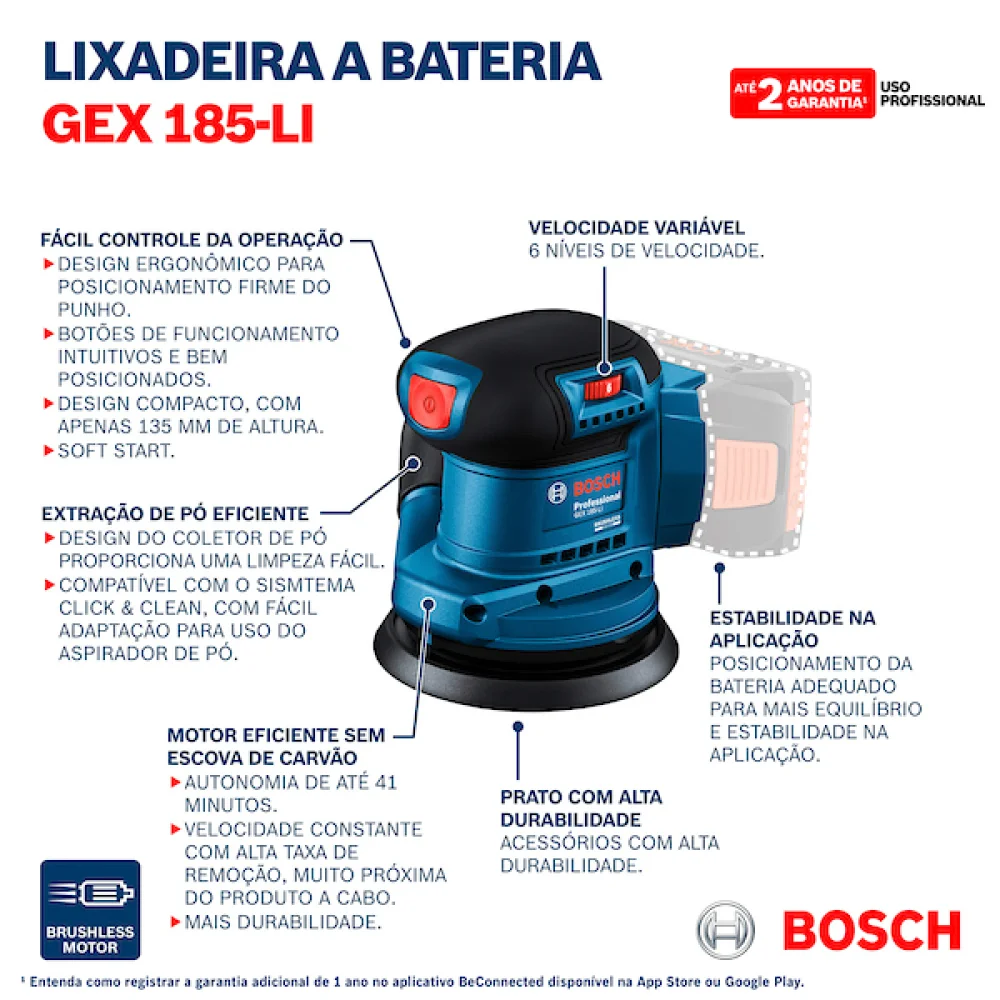 LIXADEIRA BAT GEX185 18V BOSCH . .