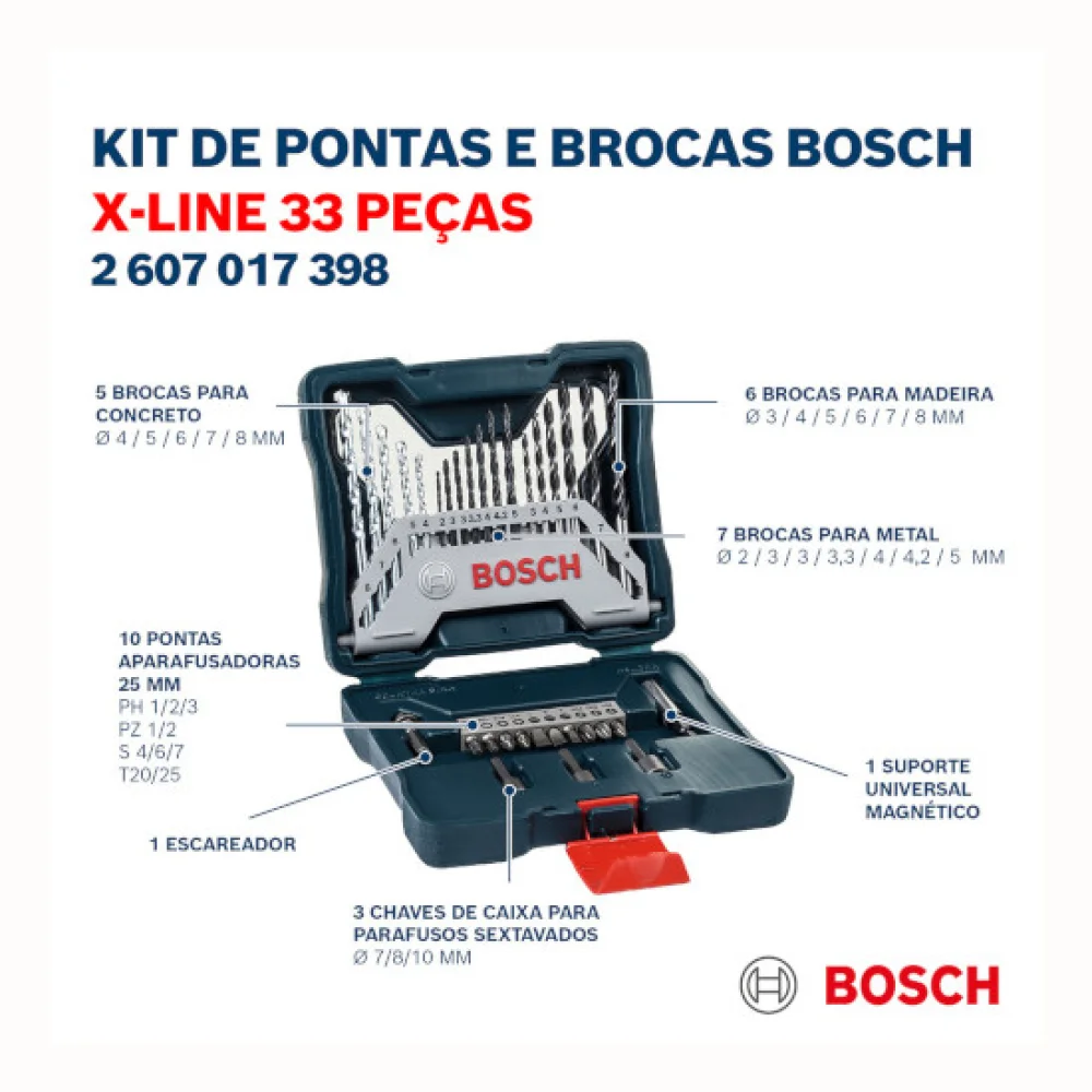 Kit de Brocas e Pontas X-Line 33Pçs BOSCH
