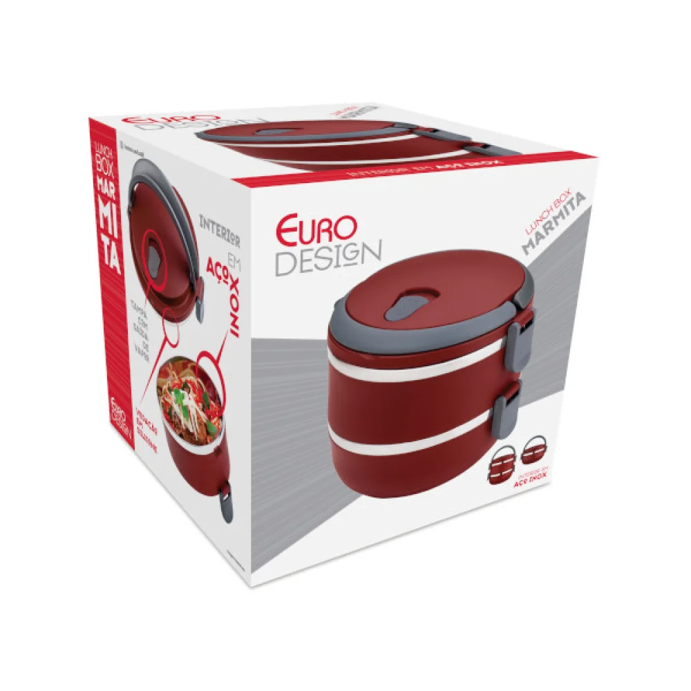 Marmita Lunch Box 2Pçs Vermelho EURO HOME