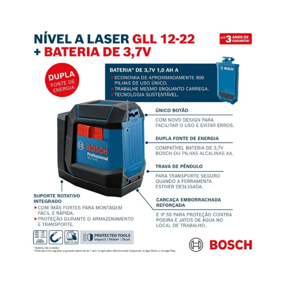 Nível a Laser GLL12 22 Vermelho BOSCH