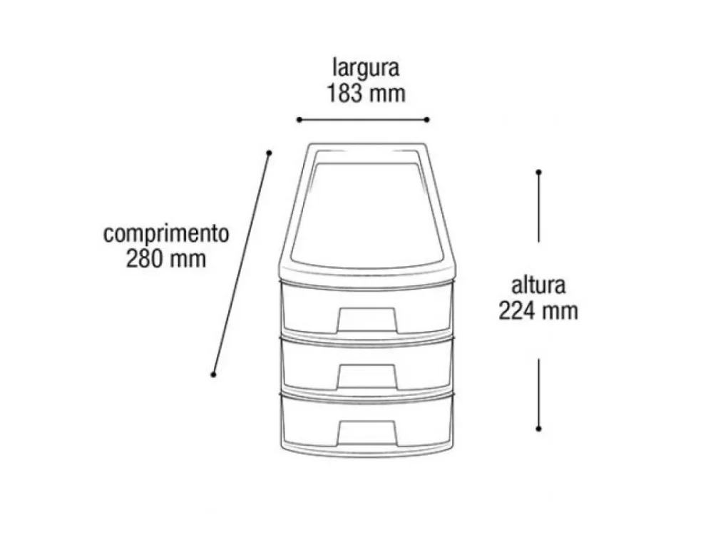 Organizador de Plástico 3 Gavetas ARQPLAST