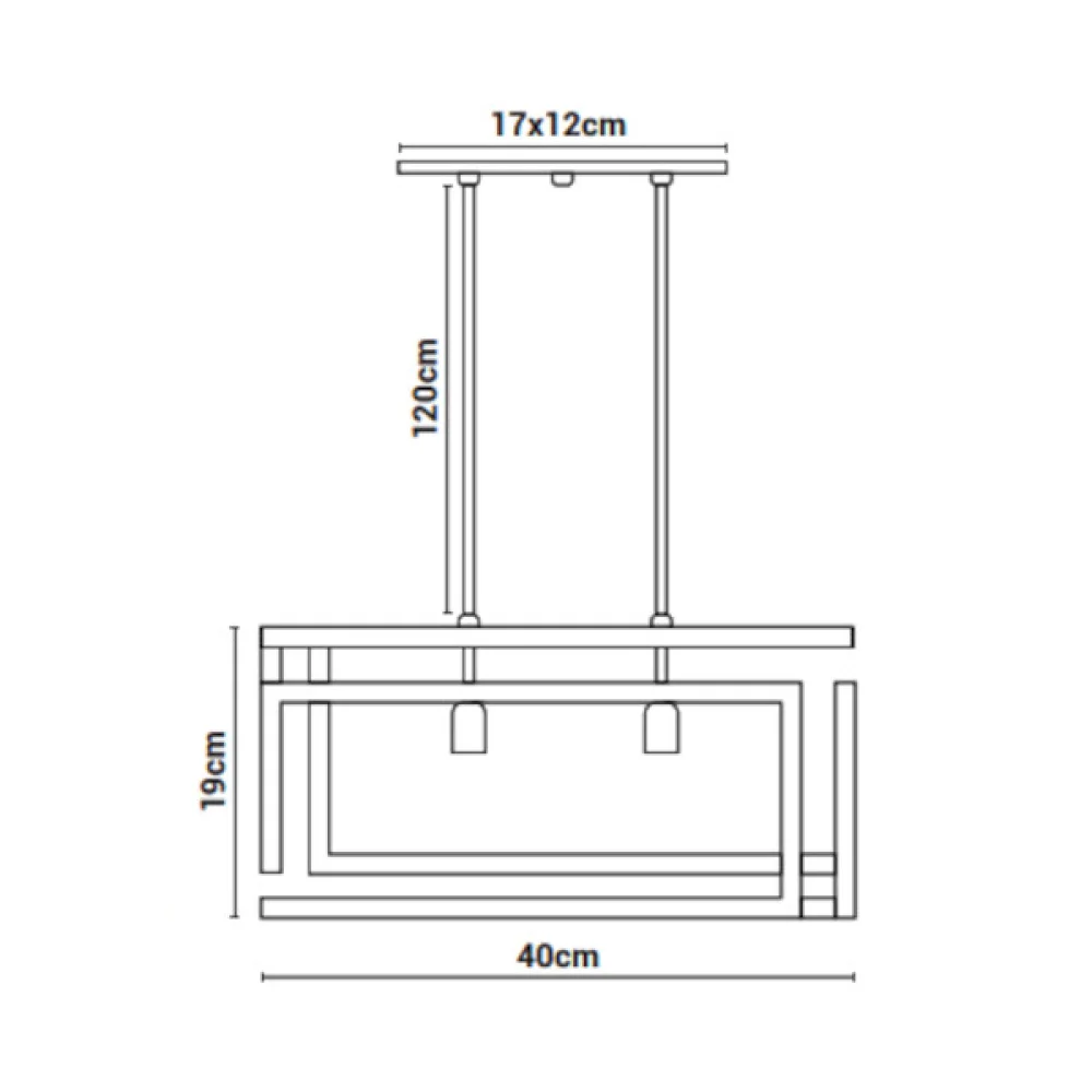 Pendente Box II 2xE27 Preto/Bronze ORLUCE