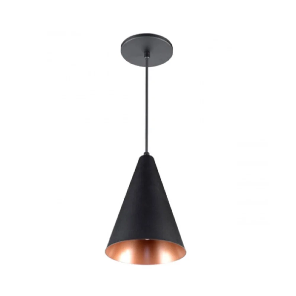 Pendente Cone 868 E27 Preto/Cobre RIOPRELUSTRES