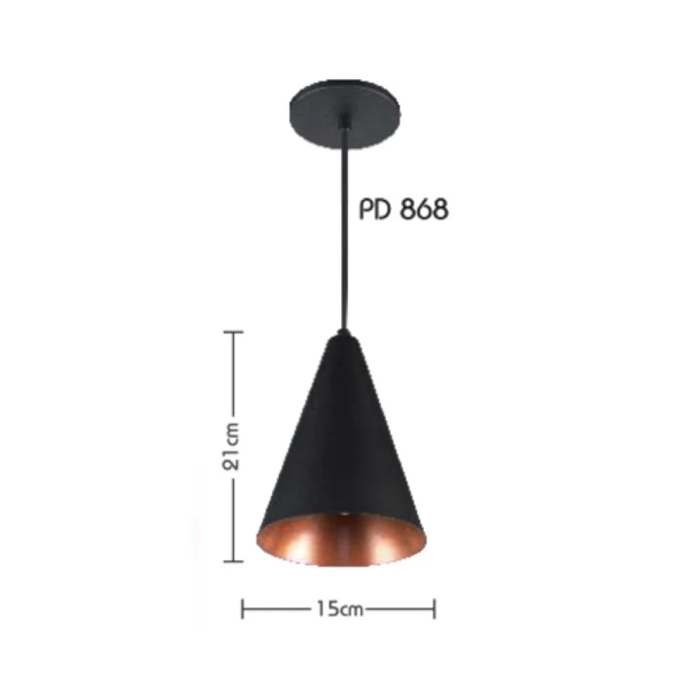 Pendente Cone 868 E27 Preto/Cobre RIOPRELUSTRES