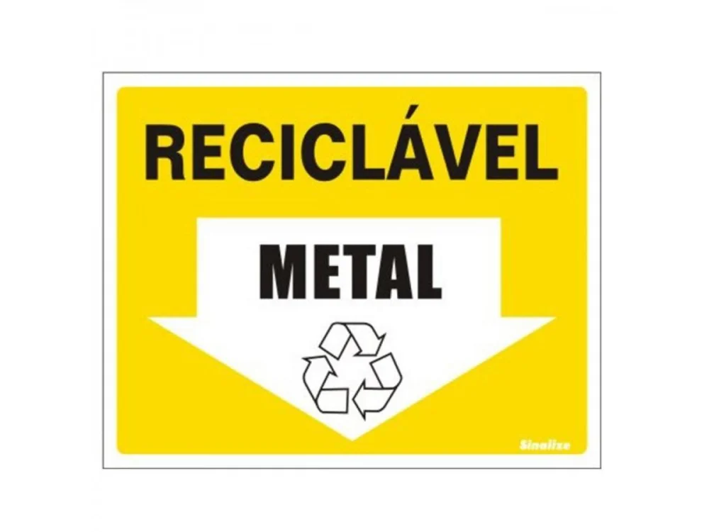 Placa de Sinalização Lixo Reciclável Metal SINALIZE