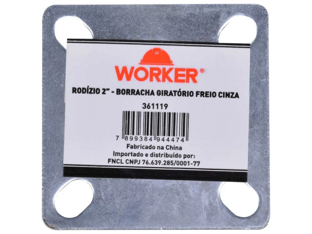 Rodízio de Borracha Giratório com Freio 2" WORKER