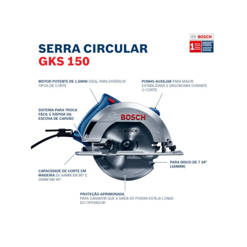 Serra Circular GKS150 7.1/4" 1.500W BOSCH