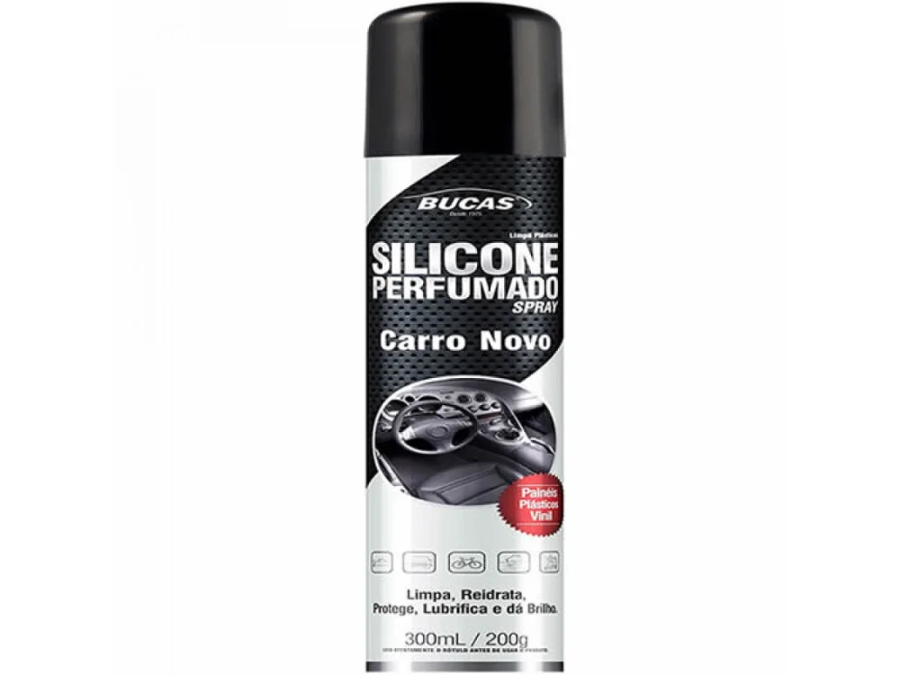 Kit Silicone Spray Perfumado 300ml Bucas + Toalha Multiuso Microfibra Kala + Aromatizante Automotivo Carro Novo 7ml Rodabrisa