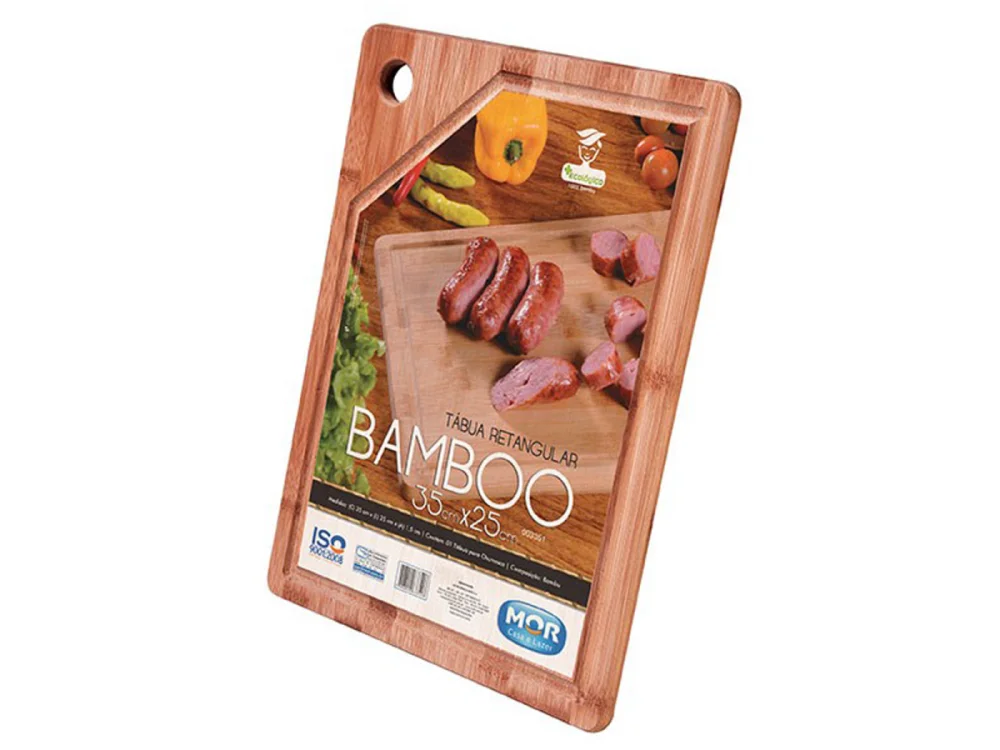Tábua para churrasco retangular 35x25cm bamboo Mor