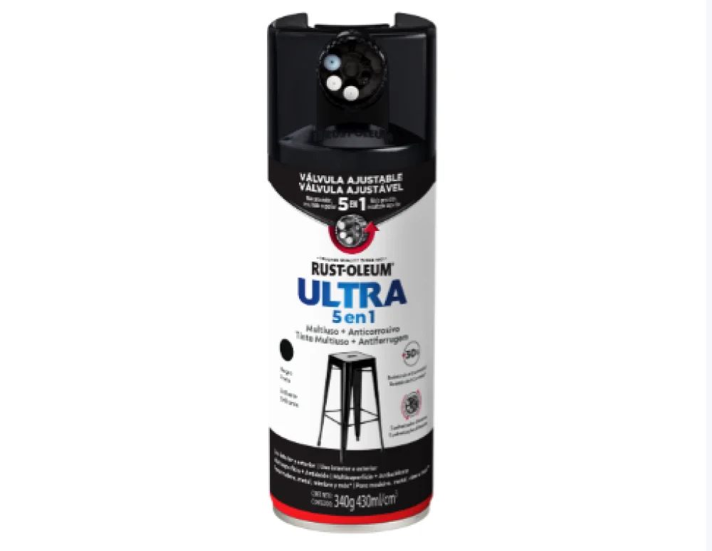 TINTA SPRAY ULTRA 5 EM 1 BRIL 430ML RUST . PRETO