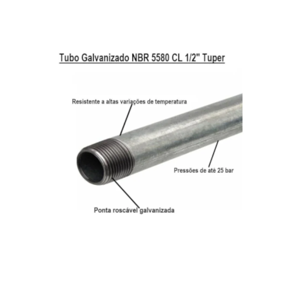 Tubo Galvanizado 2.25 1/2" NBR 5580 CL 1/2" TUPER