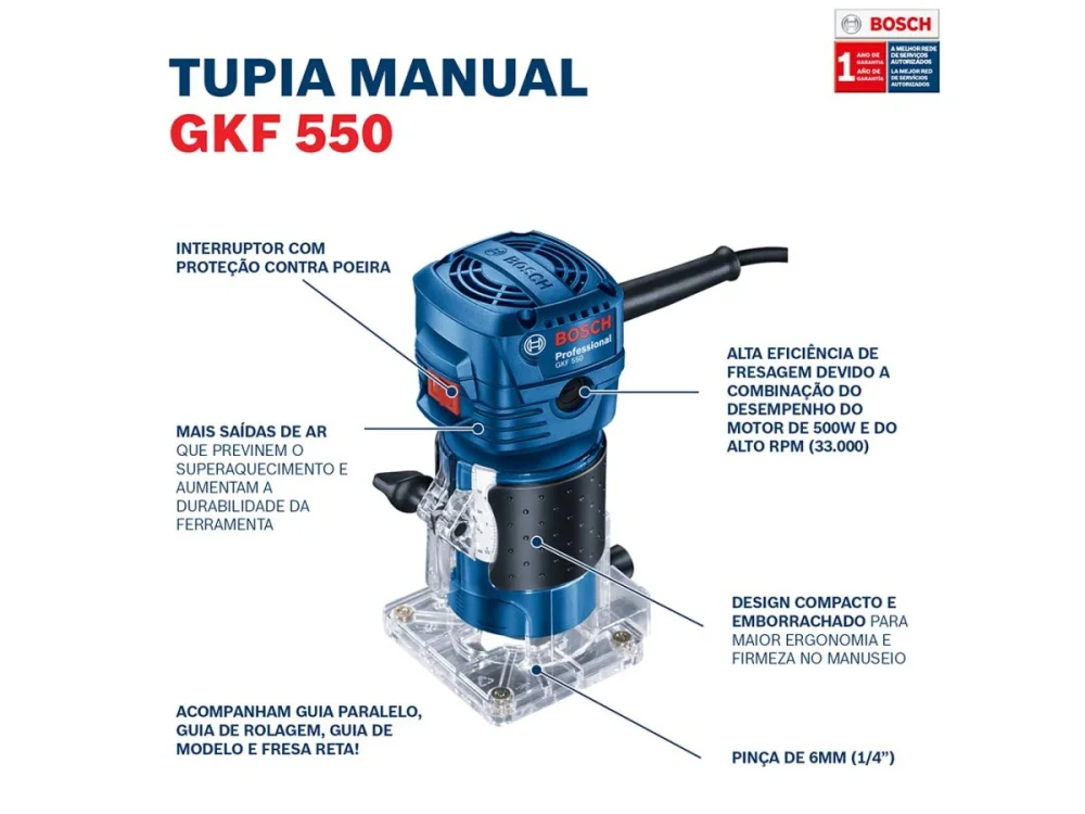 Tupia GKF550 550W 1/4" BOSCH