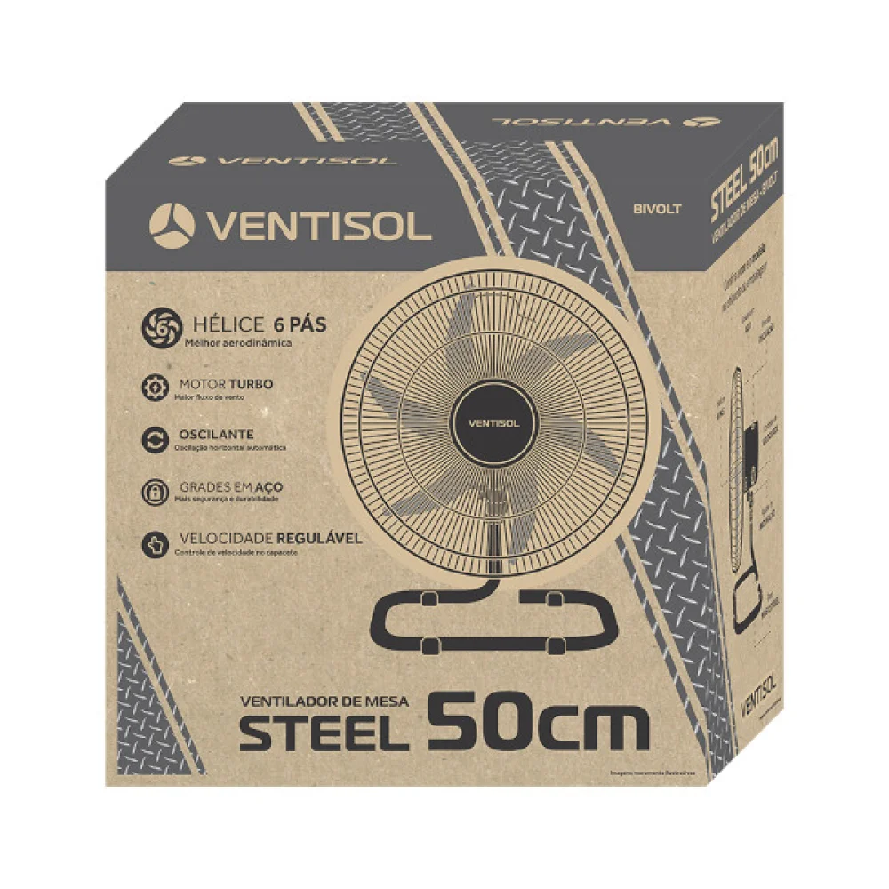 Ventilador de Mesa Steel 50cm Bivolt VENTISOL