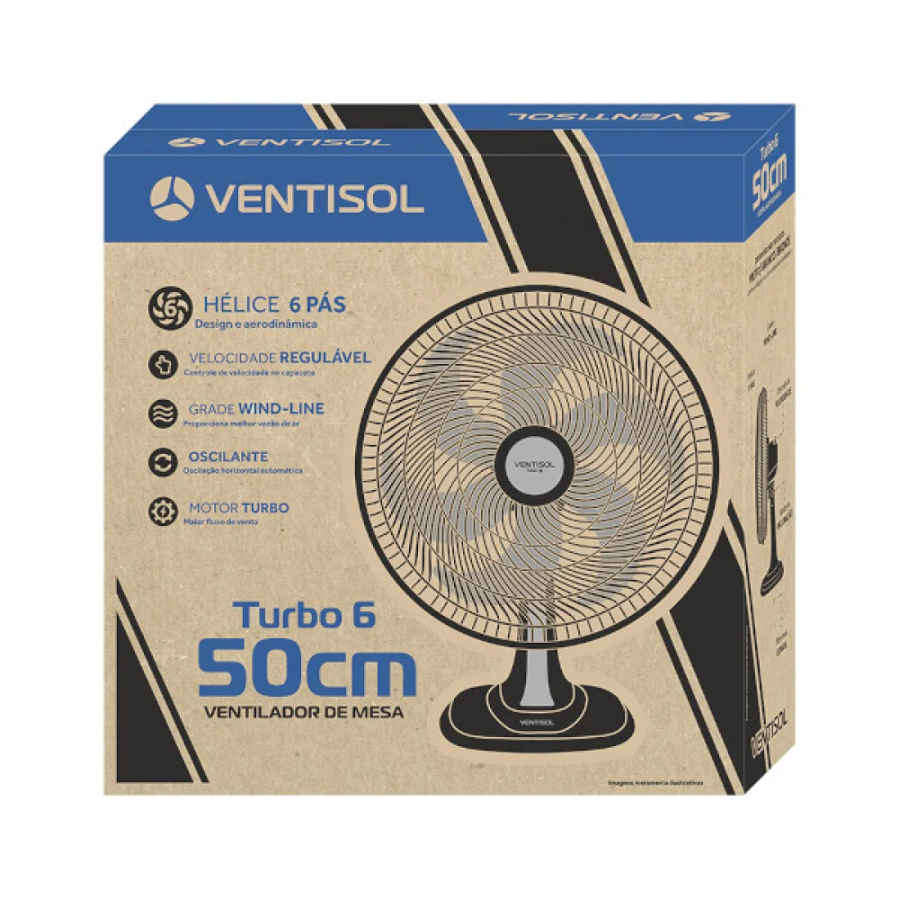 Ventilador De Mesa 50cm Turbo 127V Azul VENTISOL