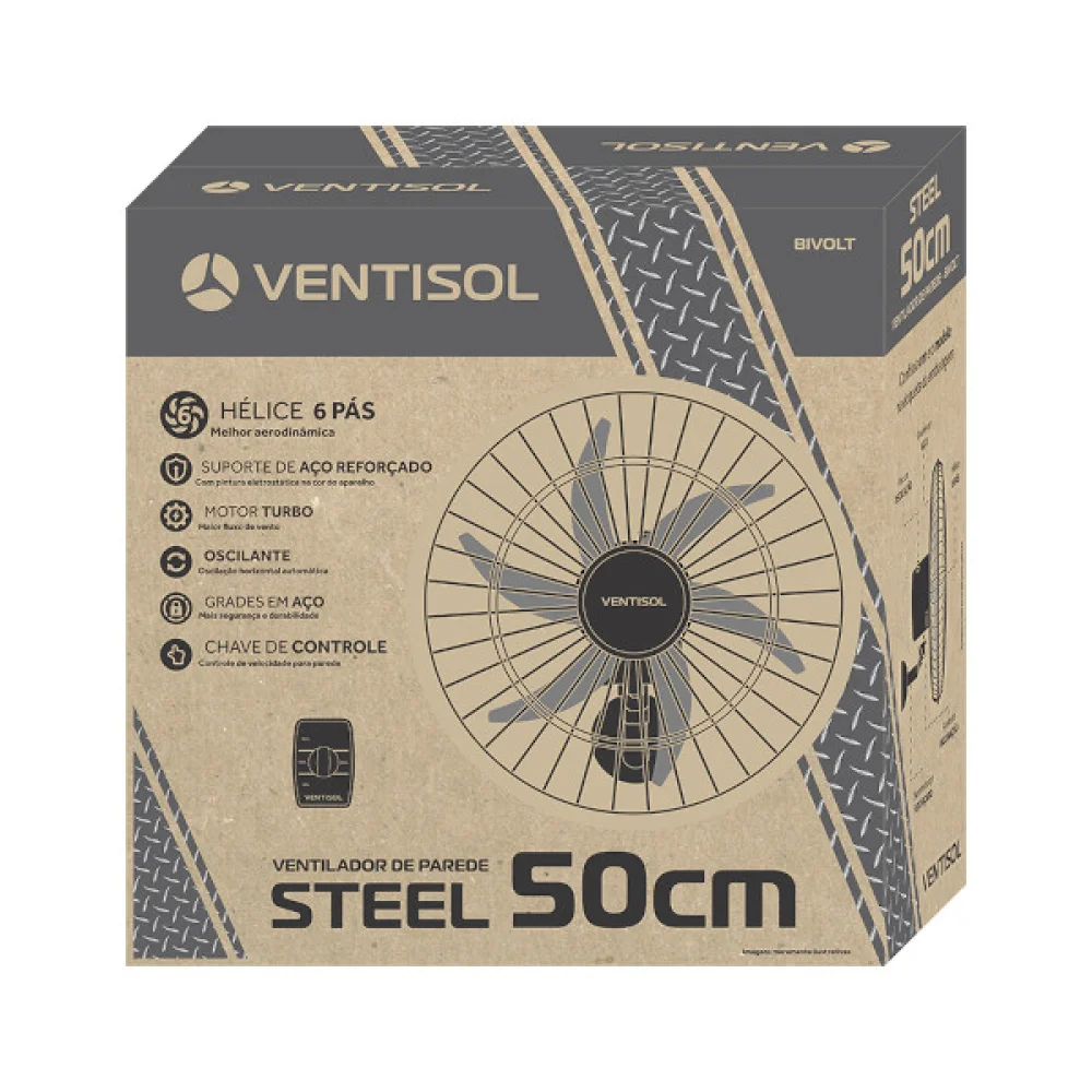 Ventilador de Parede Steel 50cm Bivolt VENTISOL