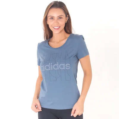 camiseta adidas azul feminina