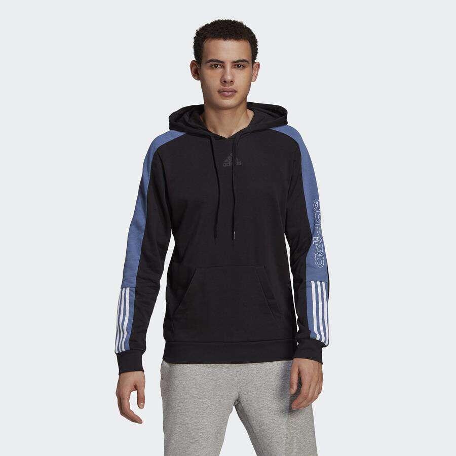 adidas originals essentials moletom com capuz in dark grey heather with small logo