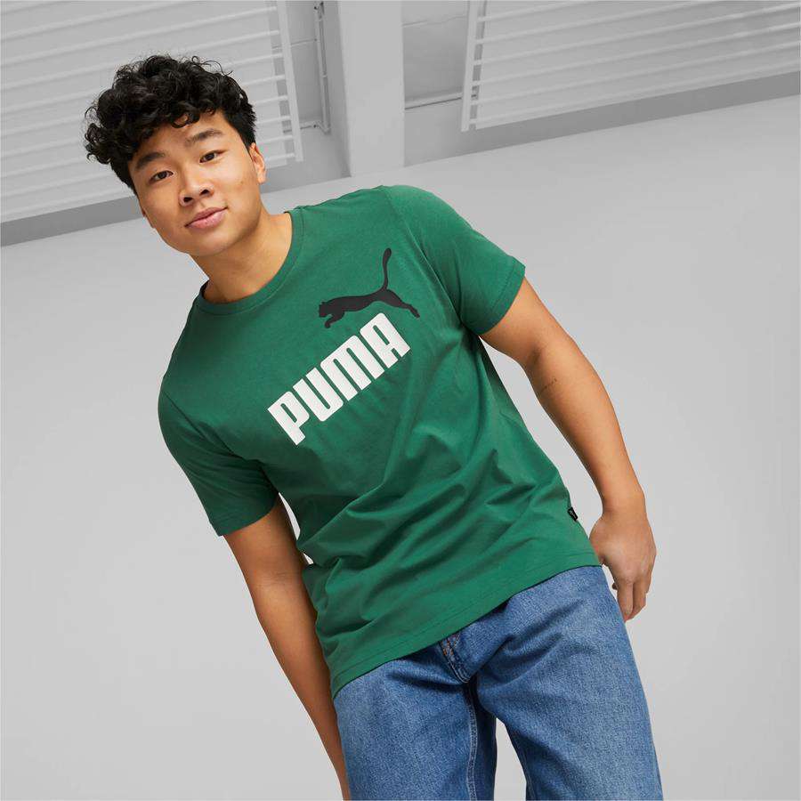 CAMISETA PUMA ESSENTIALS LOGO VERDE