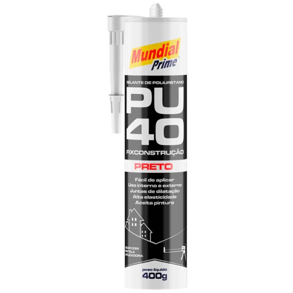 ADESIVO DE POLIURETANO PU40, PRETO, 400G - MUNDIAL PRIME