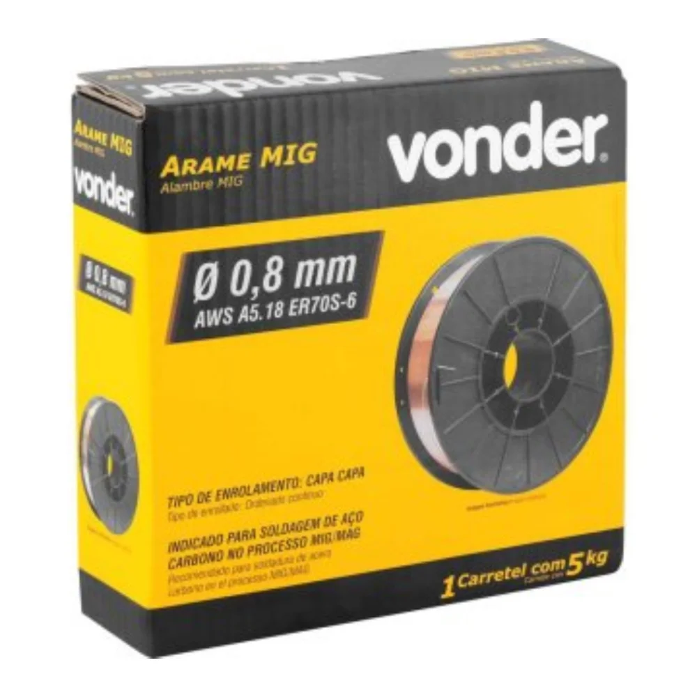 ARAME DE SOLDA MIG (FERRO) 0.8 MM COM GÁS 5 KG - VONDER